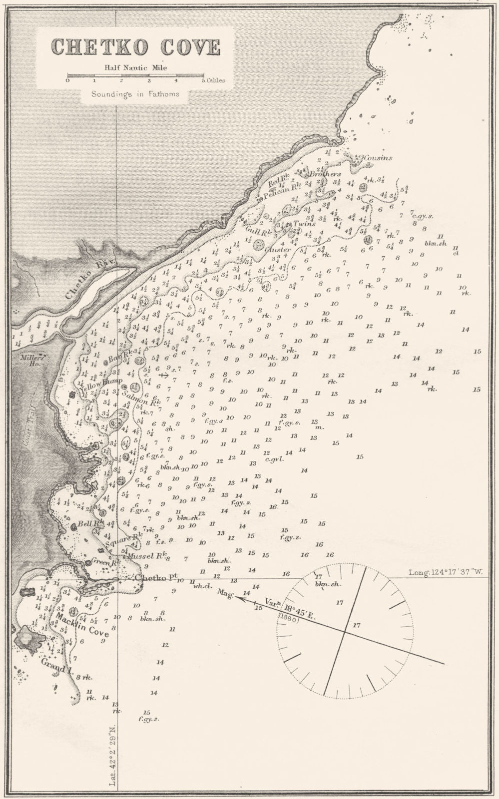 OREGON. Sea chart of Chetco Cove 1881 old antique vintage map plan